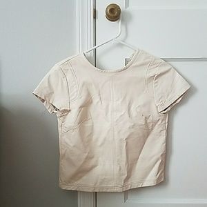 Cool leathery crop top zips in back XS